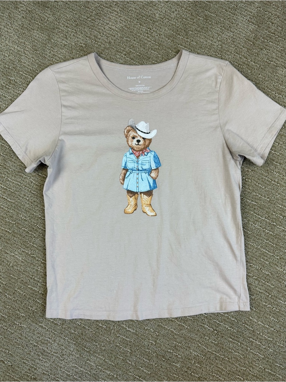 House of Cotton Western Coastal Cowboy Teddy Bear Baby Tee Y2K Country Rodeo M